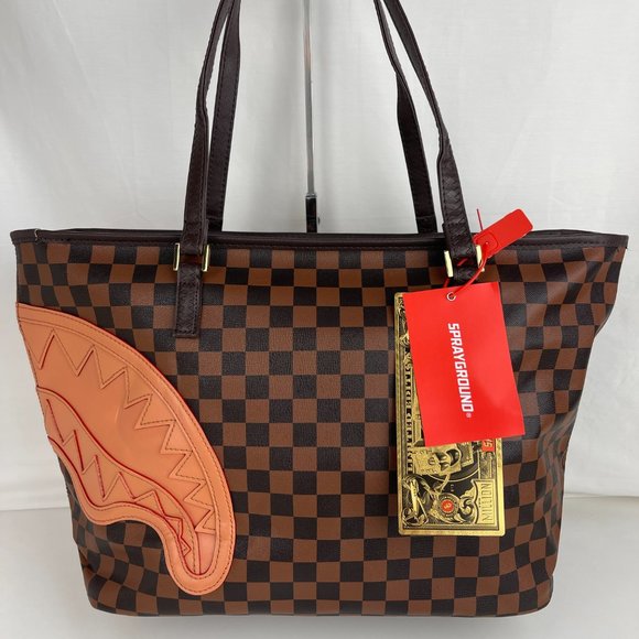 New Sprayground Henny Shark Bite Check Tote - Picture 3 of 9